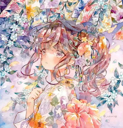 插画师优子铃明媚少女手绘动漫
