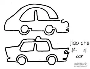 一笔画轿车的画法
