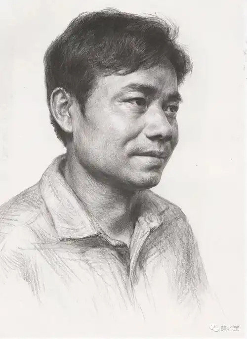 容易丢分的四分之三男中年素描头像刻画要点
