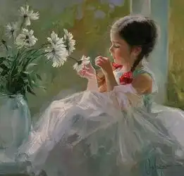 俄罗斯艺术家油画中的女童,漂亮极了
