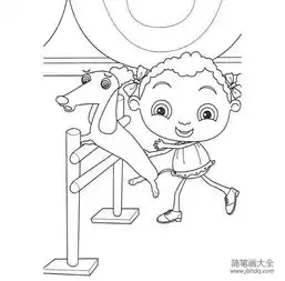 人物简笔画和小狗玩耍的小女孩简笔画
