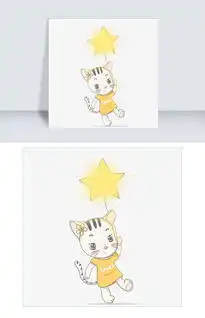 手绘治愈系拿星星气球的可爱猫咪图片素材psb格式下载动漫人物大全

