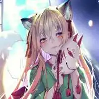 二次元戴狐狸面具萝莉头像,女生头像图片
