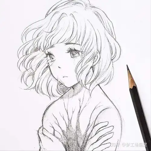 动漫女生手绘线稿
