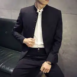 中山装套装男中华立领西服青年韩版修身西装中式潮新郎礼服男唐装
