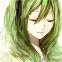 求qq头像动漫女生绿色长发
