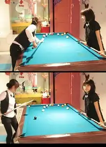 请问那里有女生打台球的图片潮流点的
