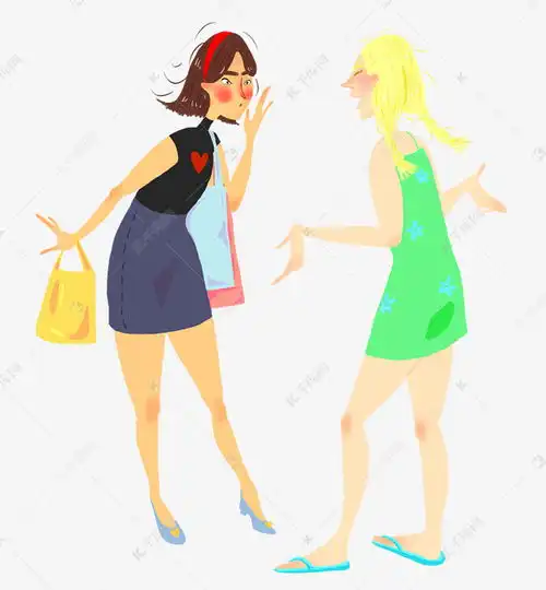 闺蜜聊天卡通手绘插画素材图片免费下载千库网
