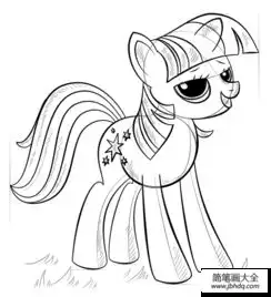 如何画小马宝莉里的暮光闪闪紫悦
