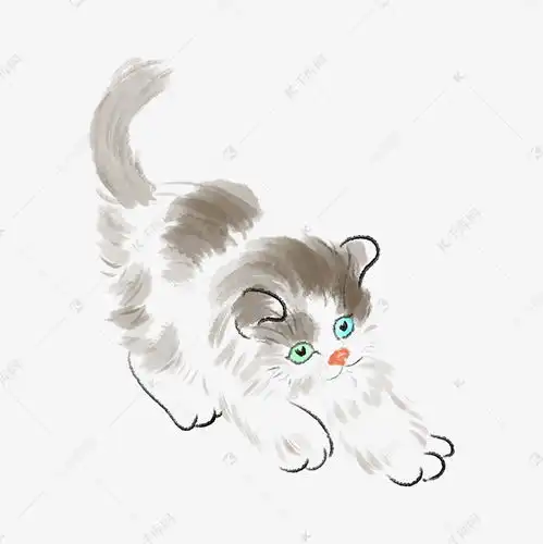 手绘水墨猫咪插画素材图片免费下载千库网
