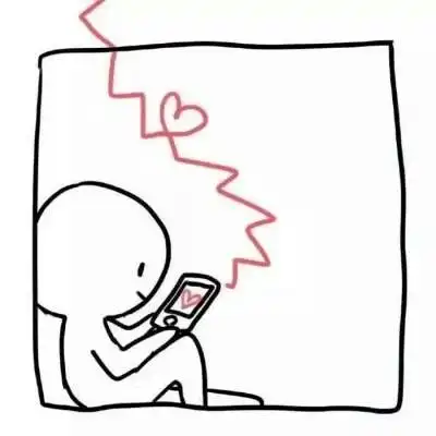 简约手绘情头一男一女卡通白底小人情侣头像
