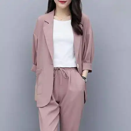 两件套单件2020新款小西装外套大码韩版宽松显瘦休闲西服套装女
