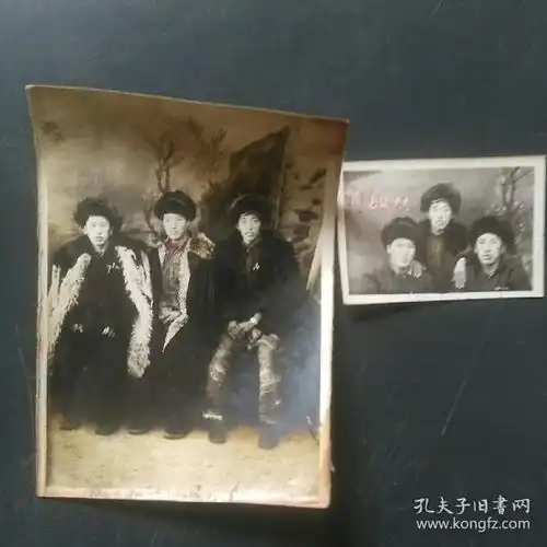 60年代三人合影2枚手工上色66年62年