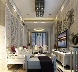 中式风格三居室客厅组合柜装修效果图
