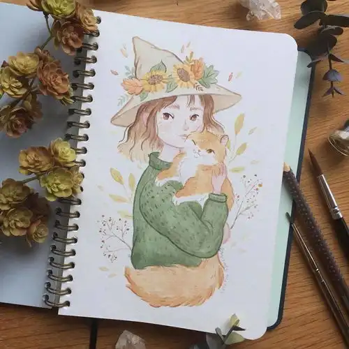 水彩插画温馨治愈的手绘小插画
