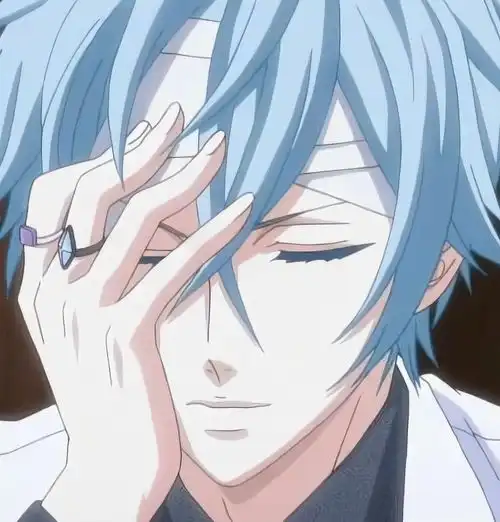 动漫男头蓝头发有点帅
