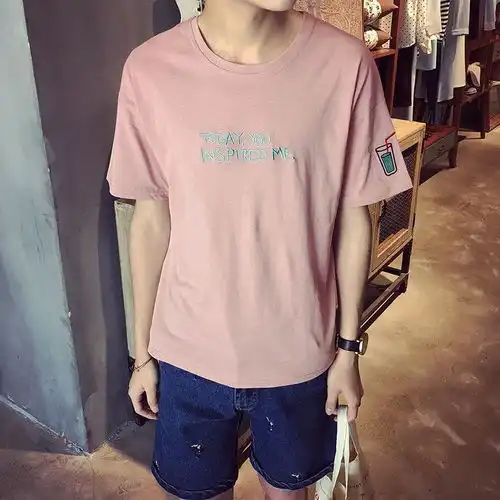 夏季短袖男士t恤韩版潮宽松半袖男装情侣纯色上衣圆领体恤打底衫
