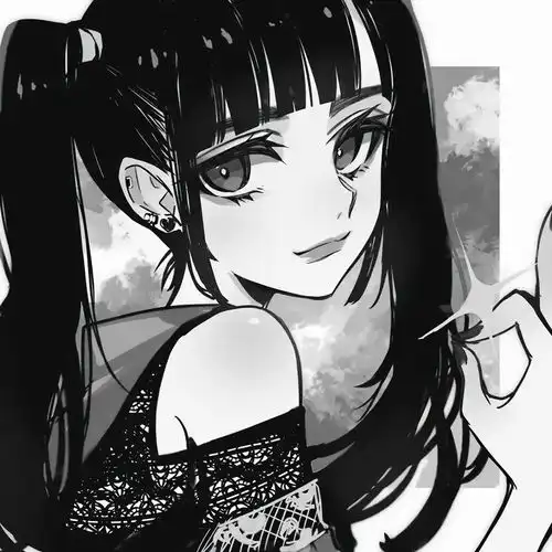 超好看的黑白动漫女生头像

