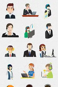 卡通手绘电话客服戴耳机的男人女人png图片素材模板下载2.87mb动漫人物大全人物形象
