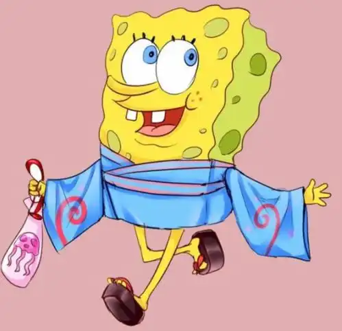 海绵宝宝当主角们穿上和服后,章鱼哥优雅,看到珊迪想娶
