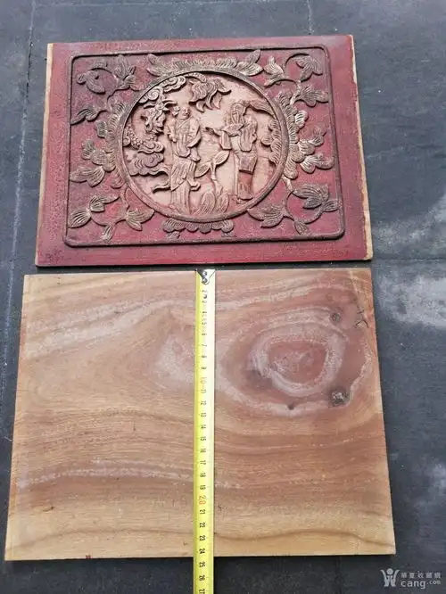 清代老木雕一对,望子成龙望女成凤
