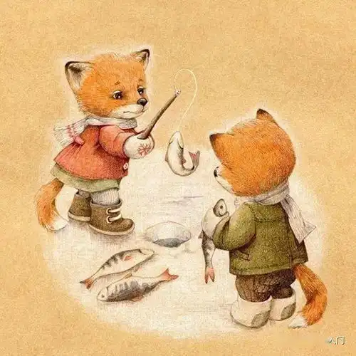 彩铅手绘效果图超可爱的彩铅手绘插画,狐狸小熊猫咪插画图
