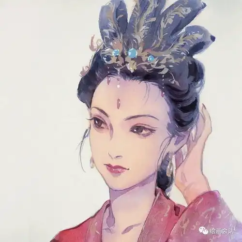 手绘头像一组水彩人物作品
