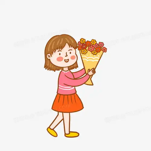 卡通手绘小女孩送花png图片素材免费下载素材png20002000像素
