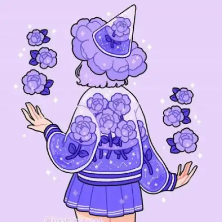 彩色插画头像可爱清新蓝色调女生头像
