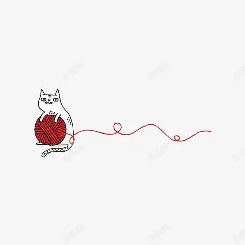 玩毛线的卡通猫咪创意素材手绘猫咪素材
