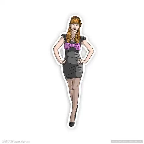 美女模特长头发美女走秀卡通分层设计图
