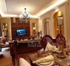 保利茉莉公馆三居室,保利茉莉公馆欧美风情120平米三居室装修设计图片搜房装修设计网
