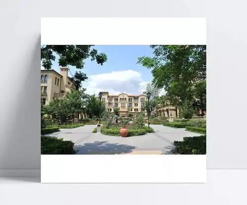 时尚花园小区摄影照片风景图片,风景写生,蓝天背景,绿色树木,摄影图片,自然风光王火火
