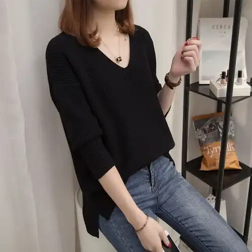 短袖针织衫女薄款春夏季纯色t恤冰丝大码上衣
