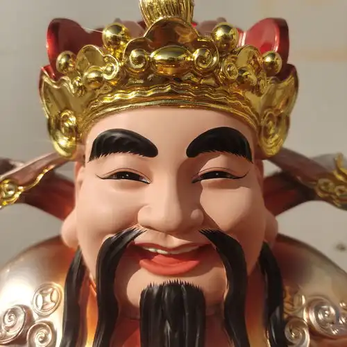 财神爷神像招财居家供奉摆件树脂铜彩店铺公司开业比干文财神

