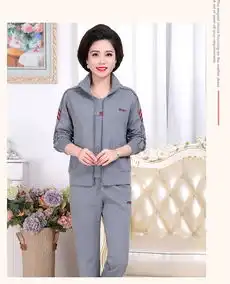sp妈妈装新品2018春季大码中年女士运动服休闲卫衣套装三件套外套棉
