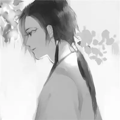 古风动漫情头黑白漫画一对
