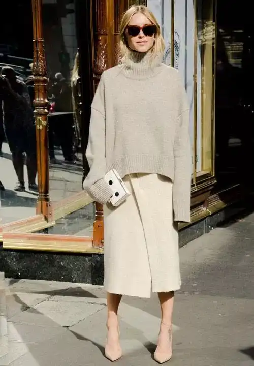 仙女们都这样穿高领毛衣
