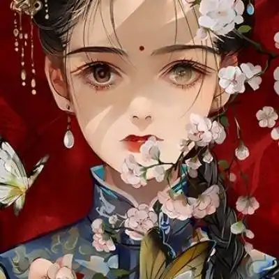 超仙气女生动漫头像拿扇子红衣古装高清仙气美女图片
