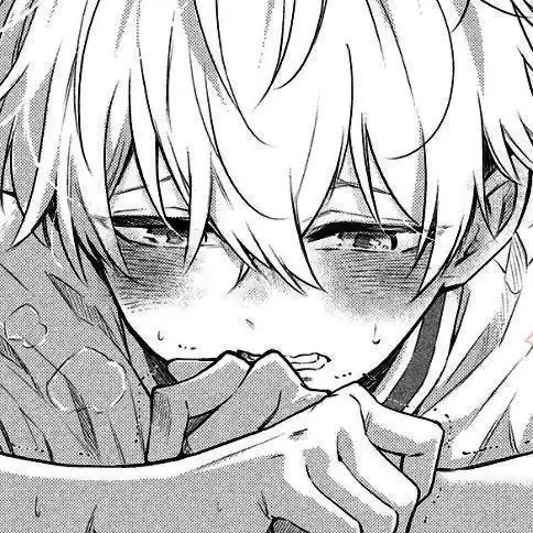 动漫头像男生黑白害羞头像,脸红是喜欢一个人最好的证明
