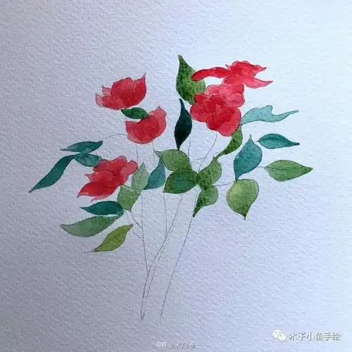 抽奖活动中奖名单画红玫瑰花步骤
