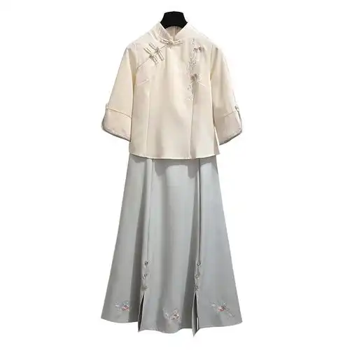 民国风女装复古学生装春秋改良日常装中国风汉服女唐装旗袍两件套
