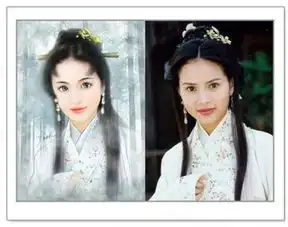 明星古装真人照对比插画赵薇刘亦菲灵气十足
