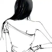 手绘黑白女生头像背影手绘美女黑白气质图片头像
