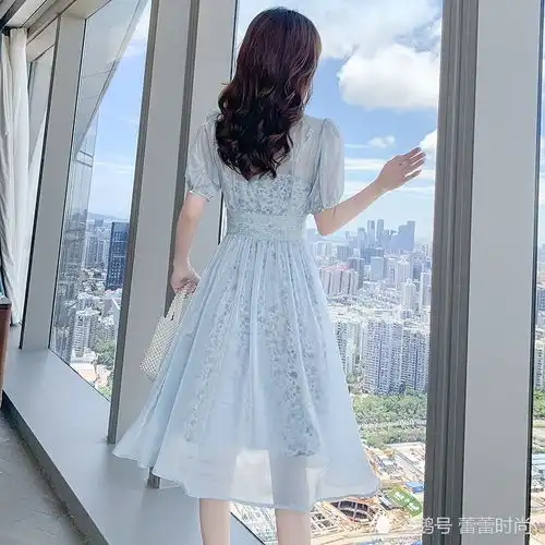 法式渐变连衣裙2021夏季新款女小清新气质两件套初恋茶歇雪纺裙子
