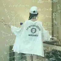 微信女生头像背影带数学公式蓝色的
