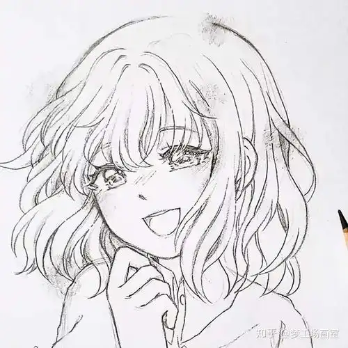 动漫女生手绘线稿
