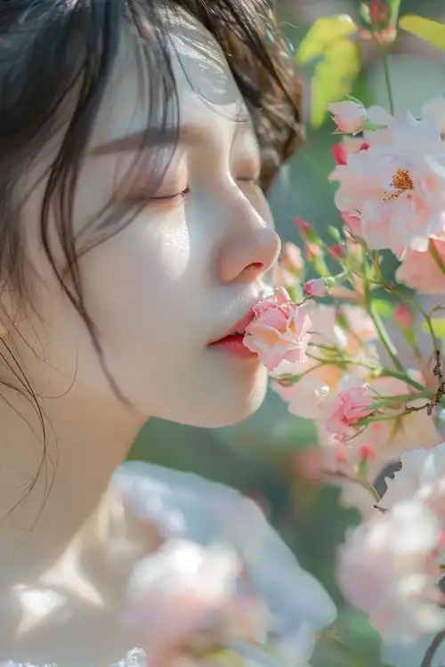 迷人鲜花美女人物肖像摄影摄影图下载至来源处
