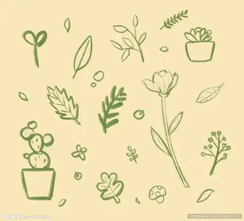 植物简笔画粉笔画卡通手装饰元素设计图psd分层素材psd分层素材
