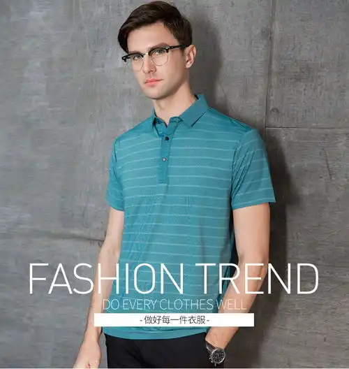 汤河之家中年男士夏季短袖t恤爸爸夏装翻领薄款中袖上衣中老年男装半袖衫
